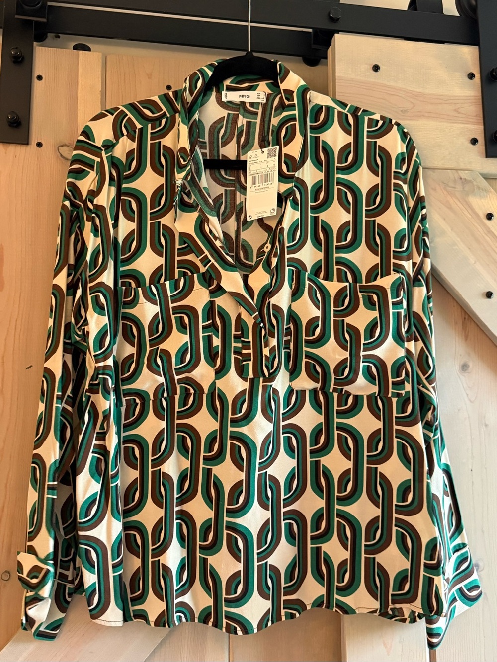 NWT Mango Retro Chainlink Popover Blouse